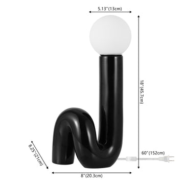 Katya 18" Scandinavian Minimalist Ceramic Spiral Tube LED Table Lamp - JONATHAN Y